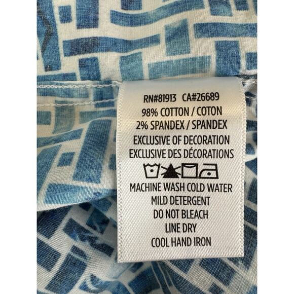 Robert Graham Weasill Geometric Print Shirt Mens Size XXL Blue White Flip Cuff - Picture 13 of 14